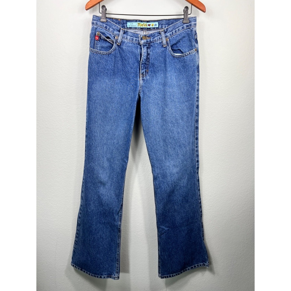 Mudd Jeans Womens Blue‎ Flare Leg Vintage 90s Y2K Medium Wash Denim Pants